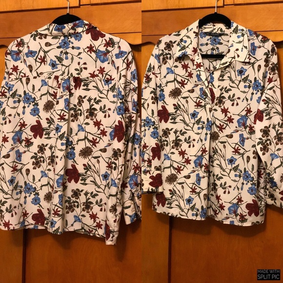 Zara Long Sleeve Floral Print Blouse Sz S - Picture 3 of 5